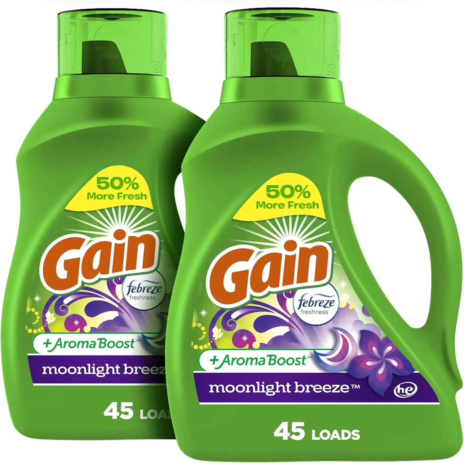 Pack of 2 Aroma Boost Laundry Detergent Liquid Soap Moonlight Breeze Scent 45 Loads