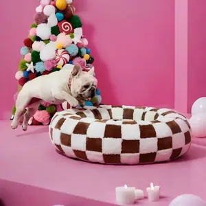 Round Plush Dog Bed ,Cozy Fluffy Calming Bed for Small/Medium/Large Dogs & Cats, Non-Slip Bottom, Indoor Pet Pad, Multiple Sizes, Polyester, Fluffy Cloud Bed,Gifts for Pets tiktokshopspringglowup