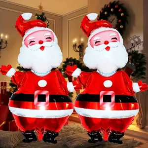 Giant 47 Inch Christmas Santa Balloons, Set of 2, Inflatable Aluminum Foil Decorations, Perfect for Holiday Parties & Outdoor Use, Balloon Party Supplies