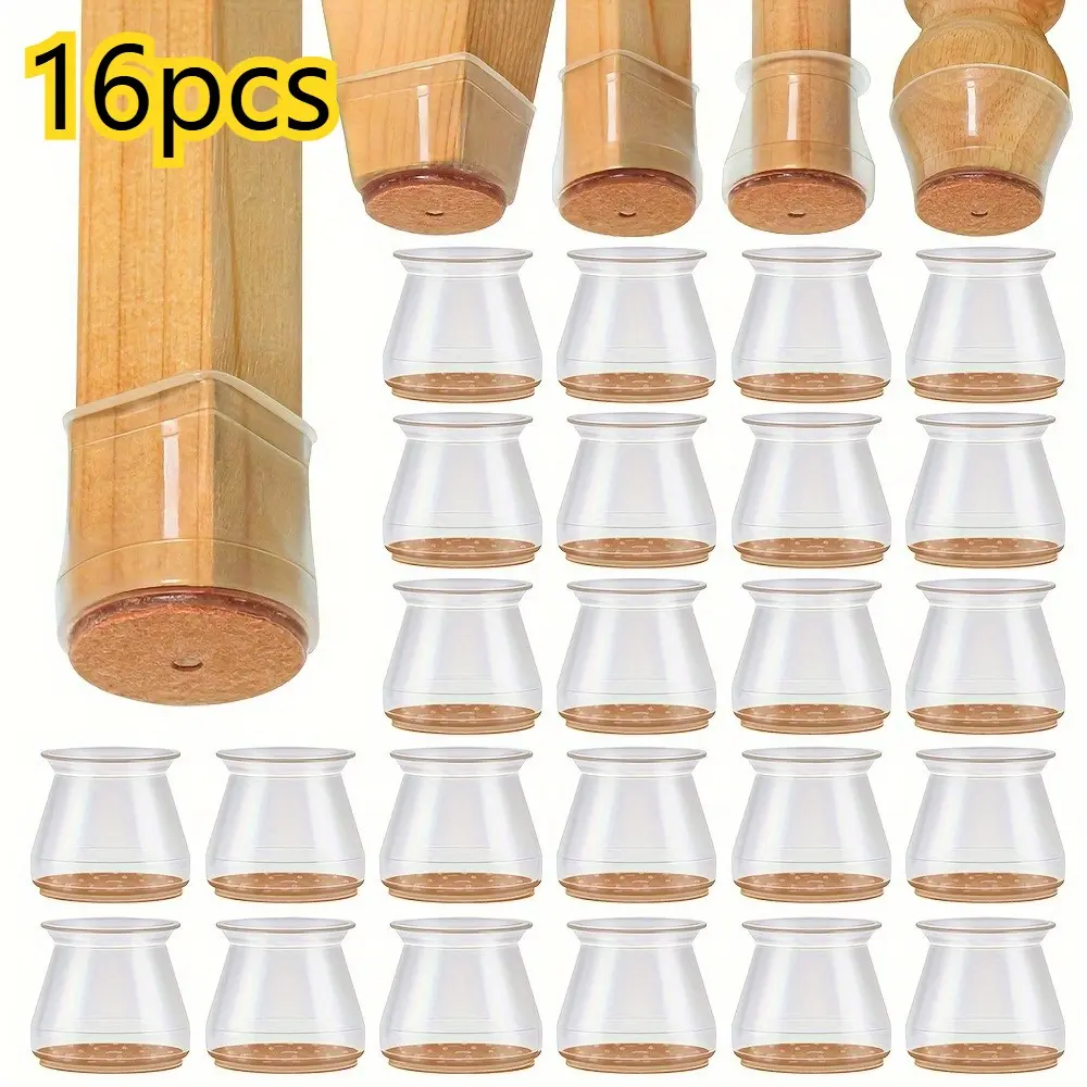 16pcs Chair Leg Floor Protectors, Indoor Home Decor Accessories, Non-Slip Rubber Furniture Sliders, Noise Reduction, Easy Installation, Durable Hardware