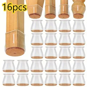 16pcs Chair Leg Floor Protectors, Indoor Decor Accessories, Non-Slip Rubber Furniture Sliders, Noise Reduction, Easy Installation, Durable Hardware