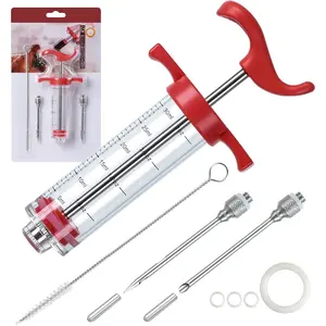 Meat Injector , 1-oz Marinade Flavor Injector with 2 Professional ,1 Cleaning Brushes