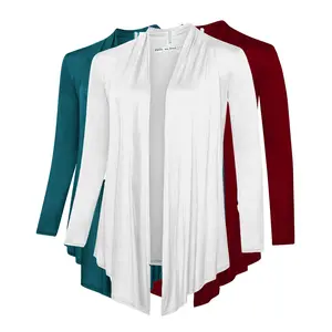 Open Front Cardigans (3 Pack: Teal, White, Wine)