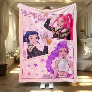 Cartoon Princess Flannel Blanket, Warm Comfortable Multi-Functional Throw for Home Decor Bed Sofa Outdoor Travel, Perfect Gift
