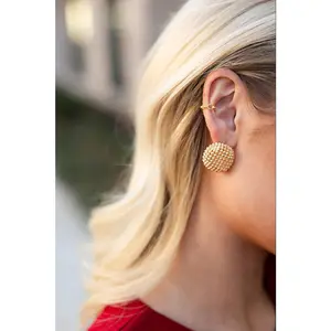 Selena Gold Speckled Round Stud Earrings