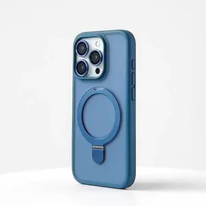 Matte Metal Ring Kickstand Skin Feel Matte Phone Case with Hard Bumper Cover and Wireless Charging for Iphone 17, 16, 15, 14, 13, And 12 Pro Max - a Perfect Gift. Protective Shockproof Casing