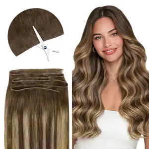 GOO GOO Genius Weft Hair Extensions Human Hair, 14-24 Inch Sew In Remy Human Hair for Natural Look & Volume, Reusable & Straight Hair for Women