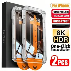 2PCS HD Full Coverage Tempered Glass Screen Protector with Dust-Free Alignment Tray, Anti-Fingerprint Anti-Scratch Explosion-Proof Screen Film For iPhone 17 pro max 12/13/14/15/16 Series