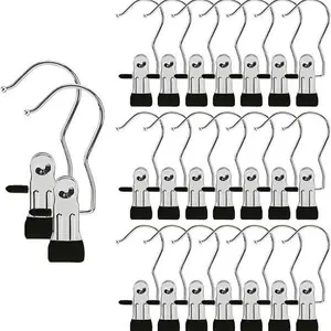 16-Count Stainless Heavy-Duty Hangers with Anti-Rust Clips - Waterproof, Non-Slip Organizer for Towels, Socks, Pants, Jeans, Coats - Space-Saving Home & Travel Laundry Storage Solution