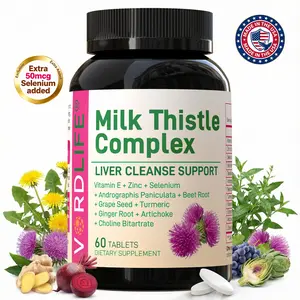 VORDLIFE Milk Thistle Complex 300mg - Liver Cleanse & Detox Support with Dandelion, Artichoke, Turmeric, Ginger, Zinc & Selenium - Vegan, Gluten-Free Liver Health Supplement, 60 Tablets
