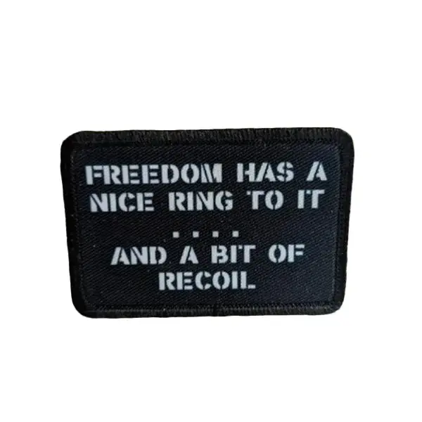 Freedom has a nice ring to it and a bit of recoil military army usmc 2"x3" morale patch with hook and loop backing
