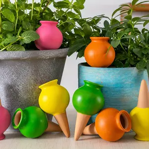 4 Ceramic Plant Watering Devices with Automatic Drip System, Portable Indoor Decorative Planter Pots, Durable Ceramics, Modern Plant Decoration, Automatic Plants Watering