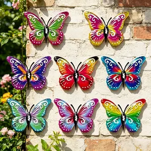 8pcs Metal Butterfly Wall Art, Colorful Hanging Butterflies, Outdoor Exterior Indoor Home Decor, Fence Yard Garden Ornament, Iron Craft, Mother's Day Father's Day, Modern