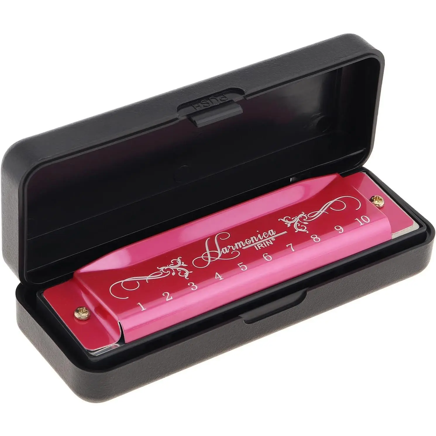 Blues Harmonica Mouth Organ, Diatonic Blues Harmonica Key of C, 10 Holes 10  Blues Harp Mouth Organ Harmonica (Rose Red)