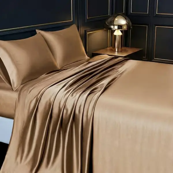 3/4-Piece Luxury Satin Bedding Set - Ultra-Soft Silky Cooling Fabric, Breathable and Skin-Friendly with Deep Pockets and Durable Stitched Hems, All-Season Bedroom Bedding