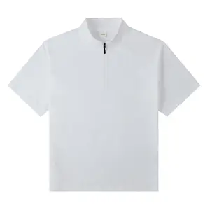 Men’s summer half-zip stand collar short-sleeve T-shirt—cool, quick-drying, ice-feel comfort; suitable for home, school, travel, and sports; stylish and distinctive. Menswear Top Shortsleeve