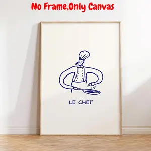 Chef Pattern Unframed Painting, Modern Canvas Wall Art, Wall Decor for Home Living Room Bedroom Kitchen, Home Decor, Room Decor, Ornaments