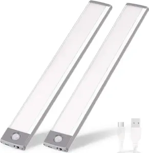 Under-Cabinet Light, Wireless Motion Sensor LED Light Strip, Rechargeable Magnetic Night Light, Suitable for Hallways, Kitchen Cabinets, Stairs, Passages, Wardrobes, Home Room Decor. 2-Pack.