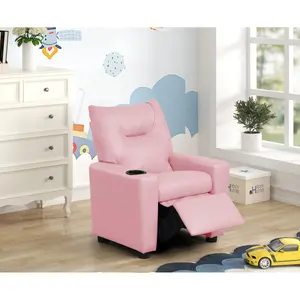 23"Child’s recliner chair with cup holder. Adjustable leisure chair with footrest and side armrest. Children’s storage bags, sweet furniture, luxurious. Fabric-covered padding. Designed with ergonomic principles in mind. Infant furniture, sofa, children’s