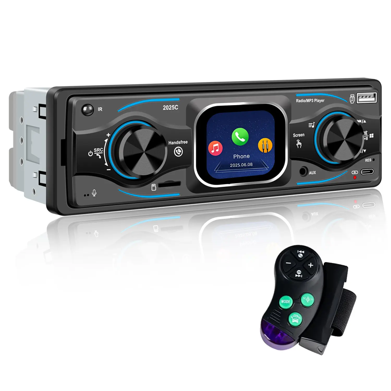 FYPLAY 2.2" TFT Smart Touchscreen Car Stereo - Aftermarket Dashboard Screen Car Audio System, Hands-Free Calling with Built-in Mic, FM Radio, USB/AUX Support, AAC/FLAC Playback, Dual Knob, Type-C Charging, Car Stereo Touchscreen, Aftermarket Dashboard Scr