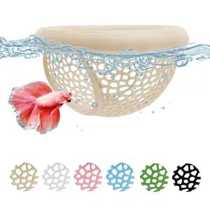 Aquarium Floating Beta Fish Bed Cave, 3D Printed Betta Shrimp Feeder and Hiding Hole Toy, Small Tank Food Ring Decor, Turtle Fish Tank Accessories, Beginner Aquarium