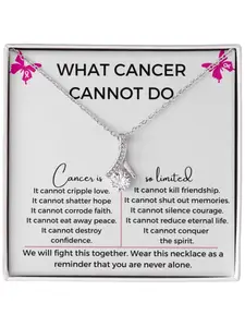 To My Fighter V-shaped Pendant Necklace with Card and Gift Box Inspirational Gifts for Cancer Survivor,Breast Cancer Awareness Jewelry, Hope and Faith Jewelry