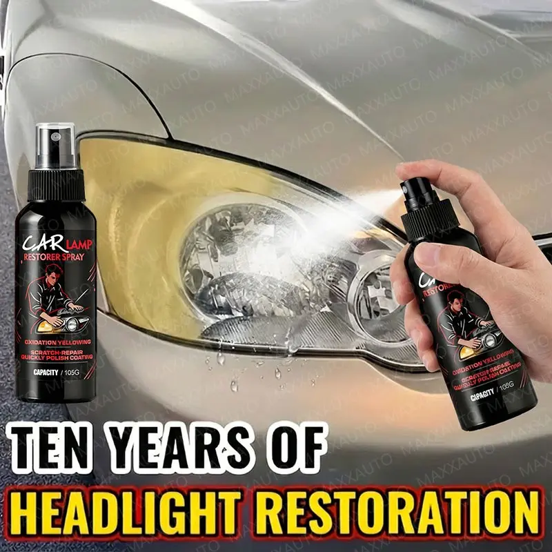 Ceramic Headlight Restoration Spray, Advanced Car Headlight Repair Tool, Removes Yellowing And Oxidation, Restores Clarity, Long-Lasting Light Coating Protective Spray, Car Headlight Restorer, Headlight Polish, Headlight Polishing Agent