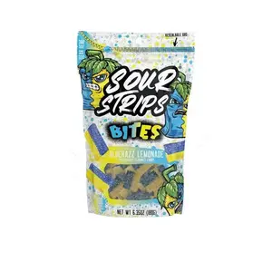 Soft Bite-Sized Chewy Candy Strips - Blue Sour Raspberry-Lemonade Flavored Sweet-Tangy Candies for Adults