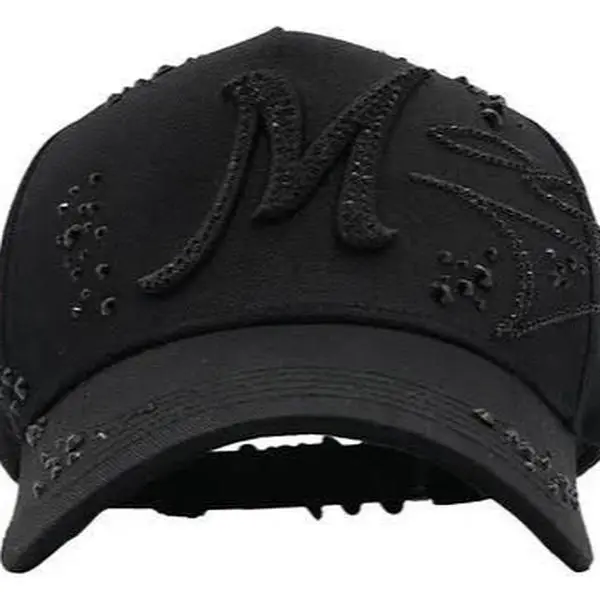 M Black 31 Hats with Black Sparkles - Stylish Adjustable Baseball Cap for men G5