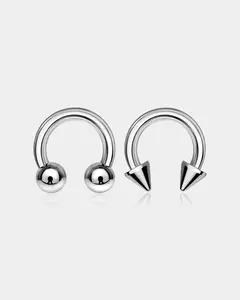 2PCS 10G Spike Ball Internally Threaded Titanium Septum Ring