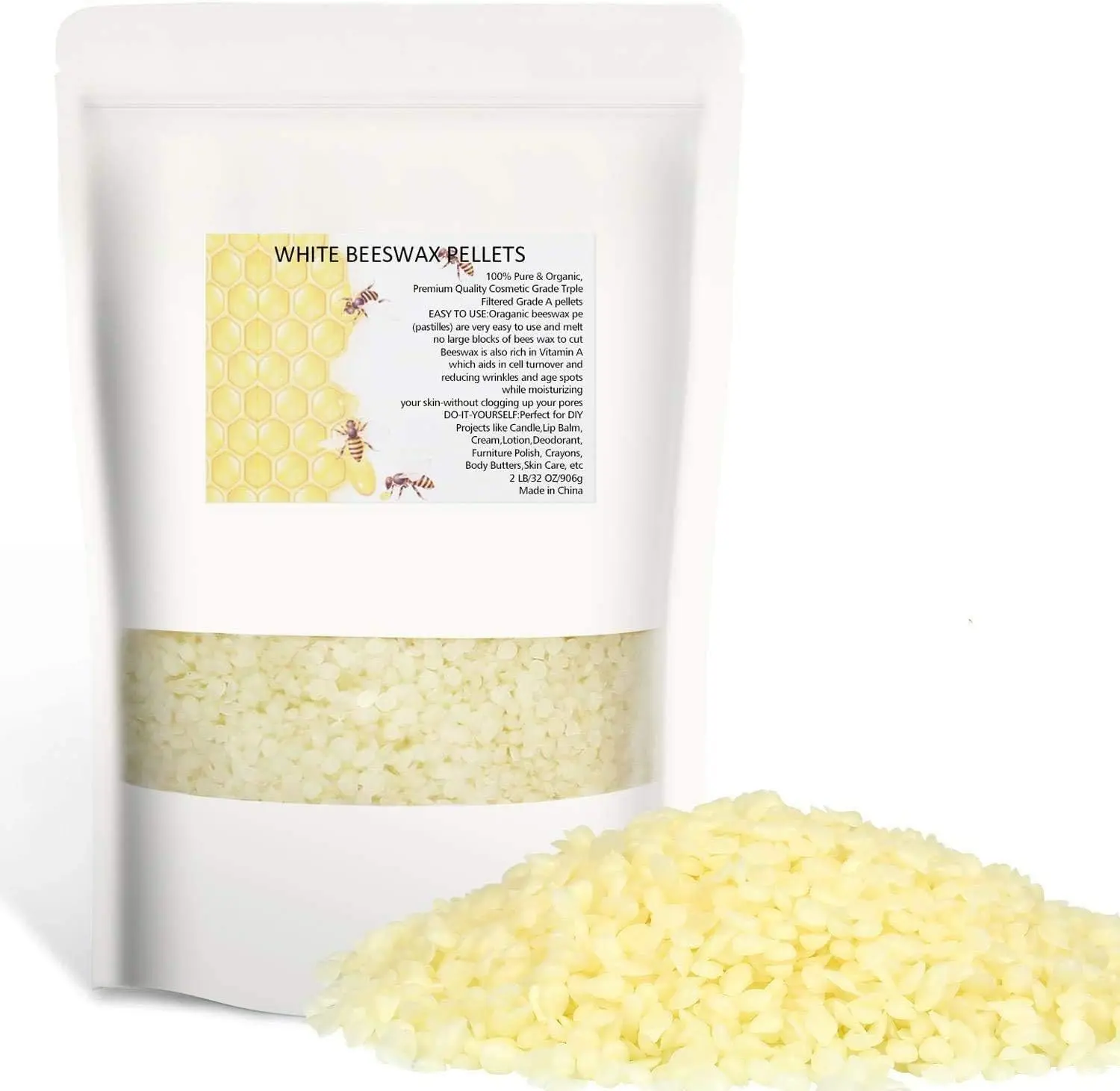 White Beeswax Pellets 2LB  Pure and  Triple Filtered for , ,  and Hair Care DIY , , Lip Balm and Soap Making Supplies