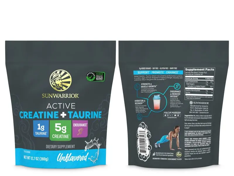 Creatine Monohydrate Powder Taurine Supplement, 5g Creatine Monohydrate 1g Taurine per Serving | Vegan Muscle Strength, Endurance & Recovery Support, Clean Performance Formula | 60 Servings Unflavored