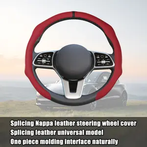 Napa Nappa Leather Centering Mark Steering Wheel Cover Quick Turn Non-Slip Breathable Ultra-Thin Universal Grip Cover for Four Seasons Car Accessories Automotive Car Gifts