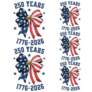 5 Pack 2026 US Independence Day 250th Anniversary Iron on Transfers Stickers for Hats PVC Material Patriotic American Flag Decals Casual Style Machine Washable Sticker Packs