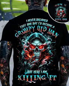 Chaosmoda Generation X  I Never Dreamed That One Day I'd Become A Grumpy Old Man Custom Year Skull Cotton T-shirt | Streetwear, Crewneck, Soft, Tropical, Breathable Menswear