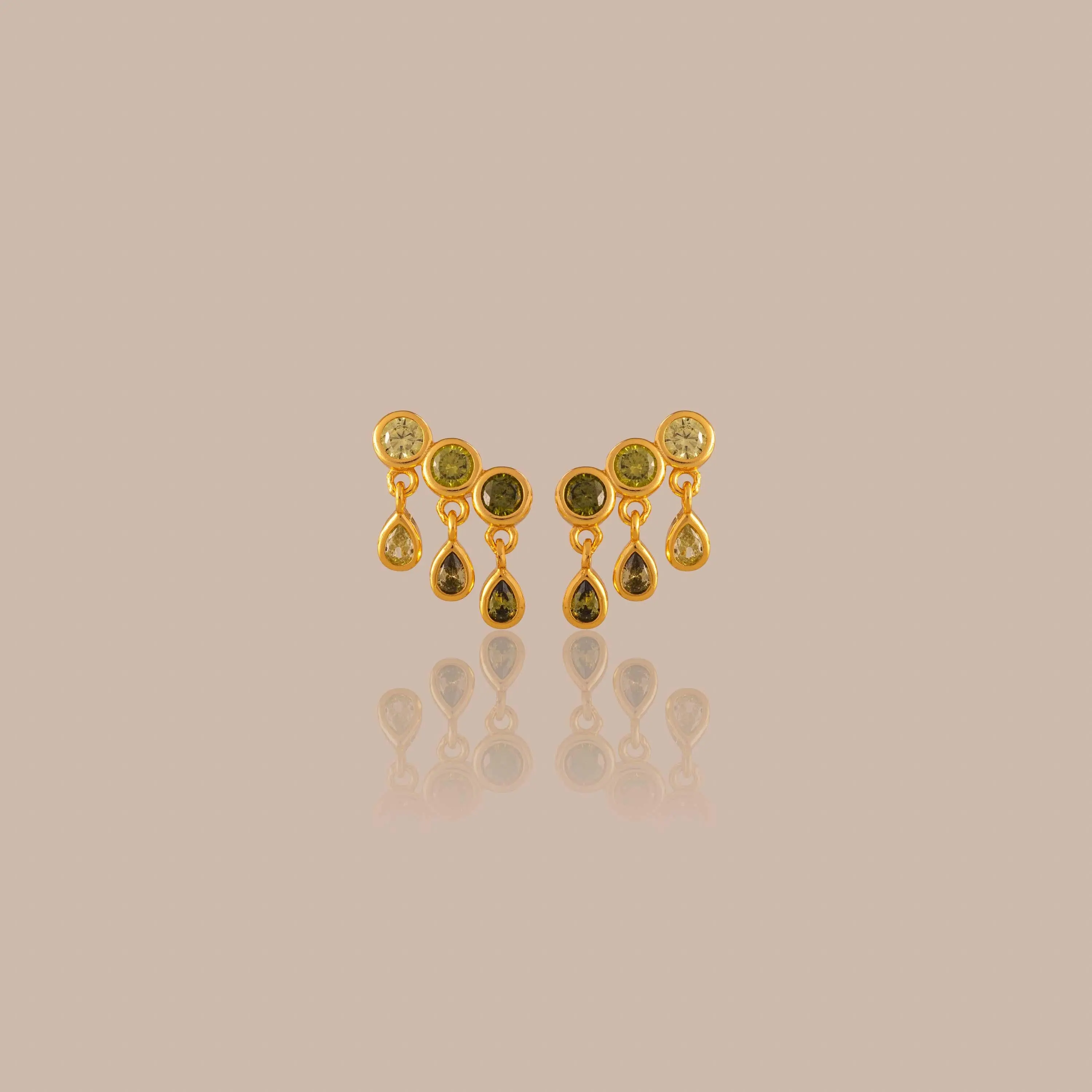 Peridot Raindrop Studs by Caitlyn Minimalist - Dangling Green Teardrop Chandelier Earrings - Gemstone Jewelry - Gift for Daughter