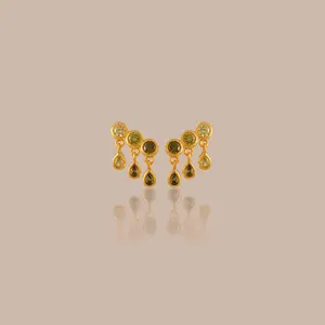 Peridot Raindrop Studs by Caitlyn Minimalist - Dangling Green Teardrop Chandelier Earrings - Gemstone Jewelry - Gift for Daughter