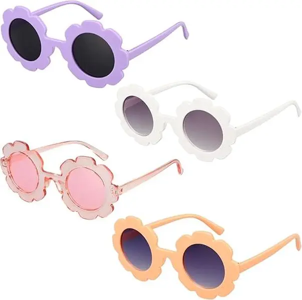 4 Pack Round Flower Sunglasses Set, Outdoor Sunglasses Kit