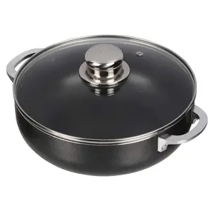 3.2 Quart Non-Stick Charcoal Dutch Roasting Pan with Glass Lid Black