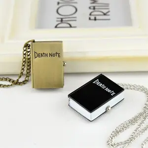 Cartoon Anime Death Note Black Yashin Moon Notebook Diary Book with Vintage Pocket Watch for Retro Enthusiasts round alloy case