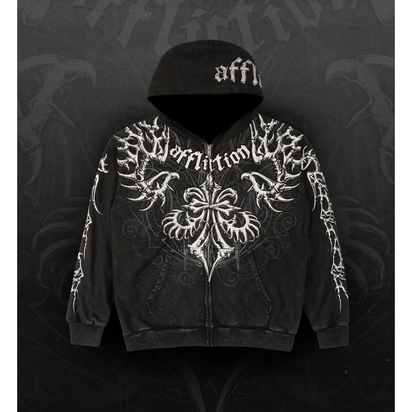 Affliction Men's Zip-up Hoodie Skeleton Affliction Men's Zip-up Hoodie Skeleton
