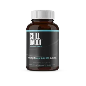 Chill Daddi - Premium Calm Support Gummies - Strawberry Flavor, 60 Count - L-Theanine, GABA & Magnesium Supplement - Dietary - Vitamin
