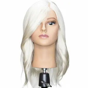 Bianca Platinum Blonde 100% Human Hair Mannequin for color deposit - 17 inch hair