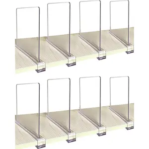 Shelf Dividers for Closets, 8 count Clear  Shelf Divider for  Shelves and Clothes Organizer/Purses Separators  for Kitchen Cabinets and Bedroom Organizer