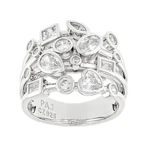 JTV White Cubic Zirconia Rhodium Over Sterling Silver Ring 2.27ctw