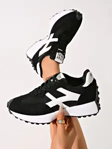 Women's Casual Aggressive Shoes, Spring/summer Elegance, Round Toe Low Top, Lace-Up Thick Sole, Versatile Outdoor Running Sneakers
