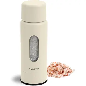 Manual Salt Grinder, Single Salt Mill with Ceramic Grinding Core, External Adjustable Coarseness, Refillable, Durable Design (Buttercream)