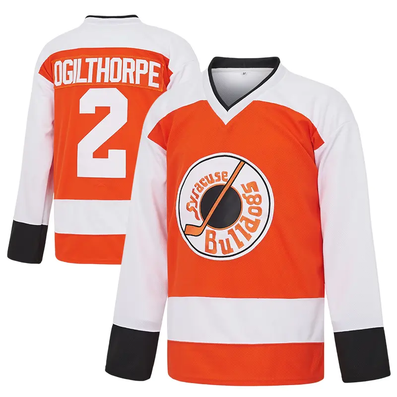 Ice Hockey Jersey, Men's #2 Ogilthorpe Syracuse Bulldogs Slap Shot Movie Fan Apparel, Embroidered V-Neck Loose Fit Polyester Sports Top, Male, Comfortable For Wear, Fans, Polyester Material, Embroidered Design, Show Team Spirit, Normal Type, Sporty Sports