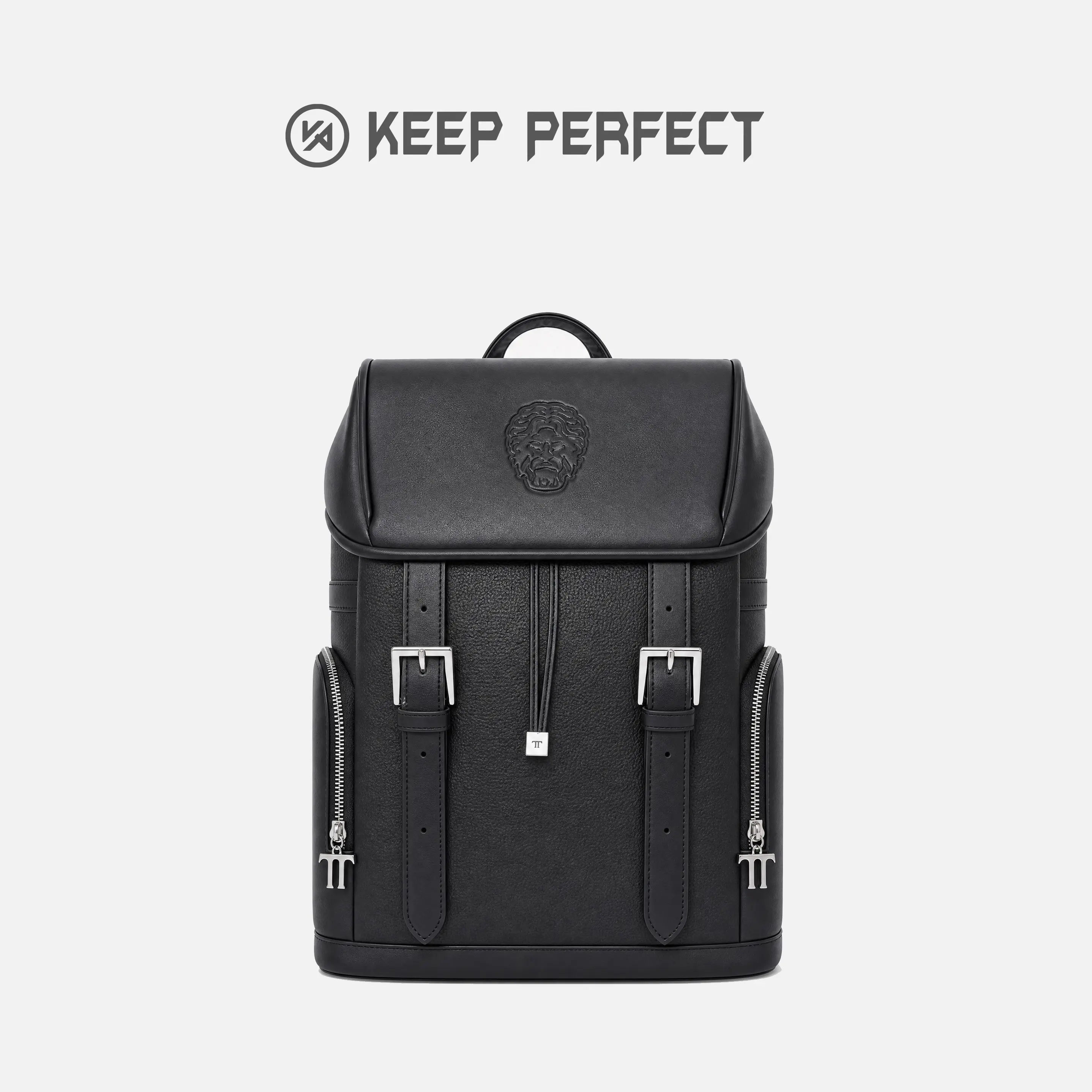Vegan Leather Water-Resistant Laptop Backpack for Men & Women, Premium 15-17 in Business Bag with Large Capacity for Work & Travel