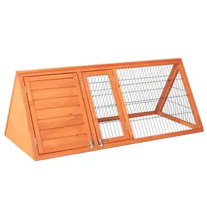 Wooden color cedar iron mesh 50 inch triangular chicken and rabbit cage